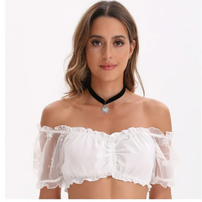 Dirndlbluse Mit Rüschen Für Damen | Kurzarm