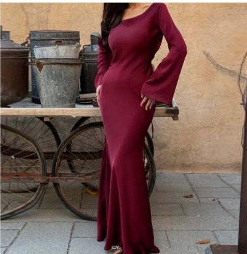 Elizabeth | Damen Langarm Hochzeits Gast Kleid | Maxi