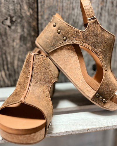 Zavando - Fay Tulum Sandalen komfortable offene Zehe Leder Keile