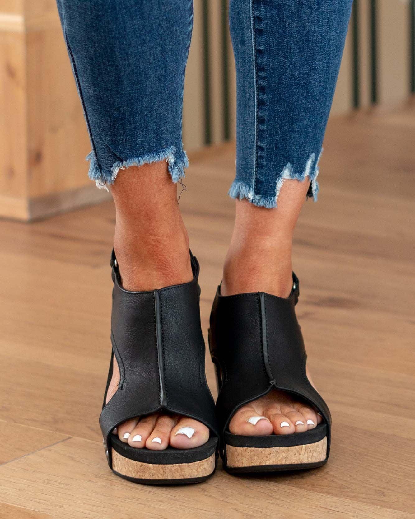 Zavando - Fay Tulum Sandalen komfortable offene Zehe Leder Keile
