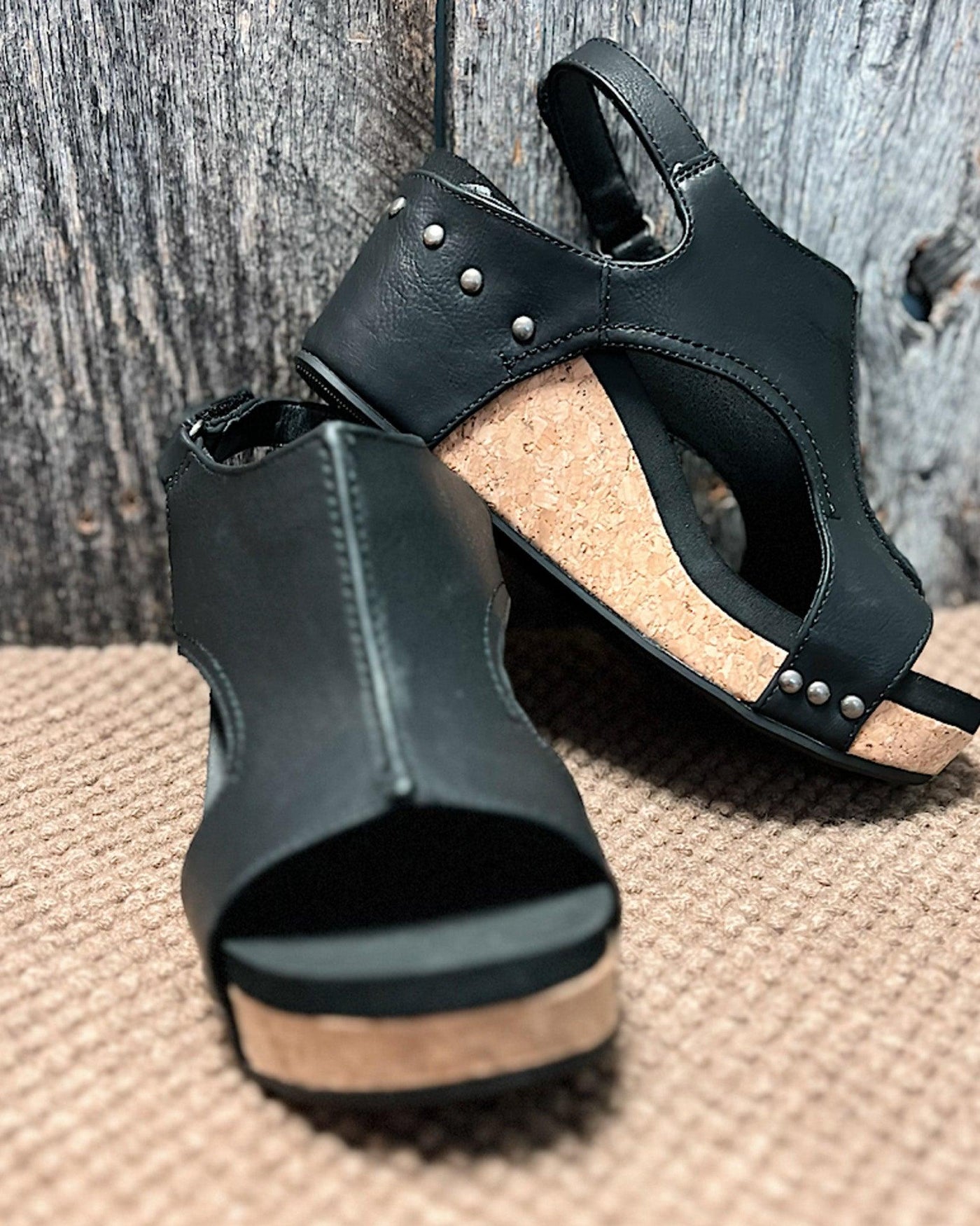 Zavando - Fay Tulum Sandalen komfortable offene Zehe Leder Keile