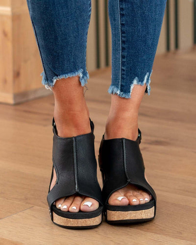 Zavando - Fay Tulum Sandalen komfortable offene Zehe Leder Keile