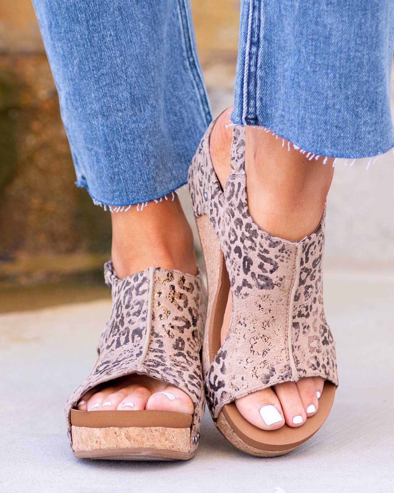 Zavando - Fay Tulum Sandalen komfortable offene Zehe Leder Keile