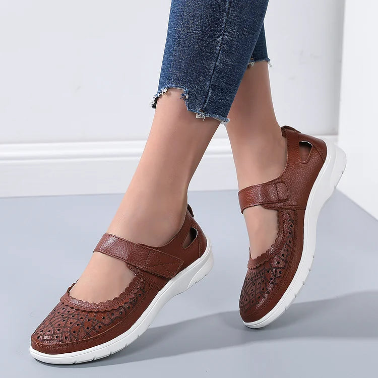 Zavando - Orthopädische Komfort-Loafer aus weißem Leder für Frauen