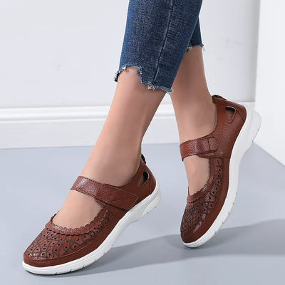 Zavando - Orthopädische Komfort-Loafer aus weißem Leder für Frauen