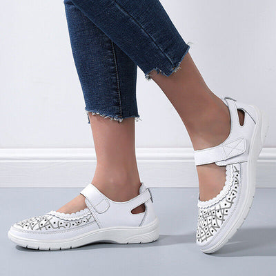 Zavando - Orthopädische Komfort-Loafer aus weißem Leder für Frauen