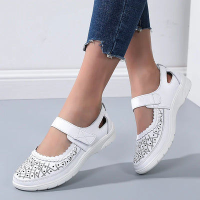 Zavando - Orthopädische Komfort-Loafer aus weißem Leder für Frauen