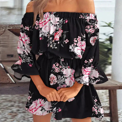 Zavando - Schulterfreies Mini-Strandkleid