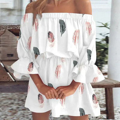 Zavando - Schulterfreies Mini-Strandkleid