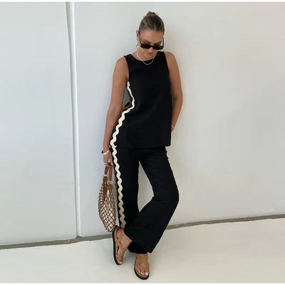 Zavando-Tanktop mit Weitbeiniger Relaxhose Set