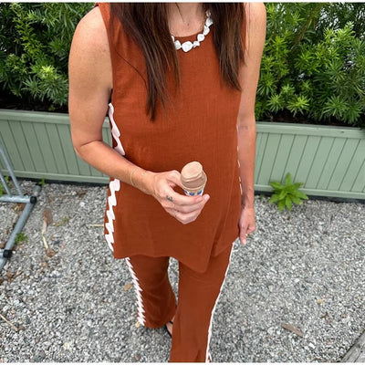 Zavando-Tanktop mit Weitbeiniger Relaxhose Set