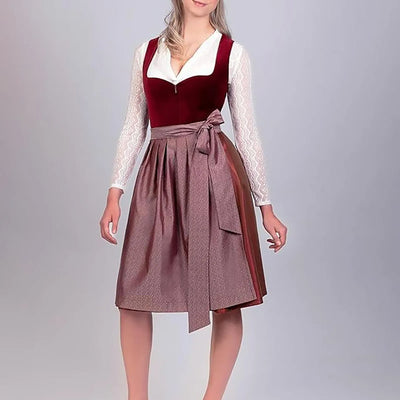 Trachtenkleid Mit Langen Spitzenärmeln Für Damen | Midi