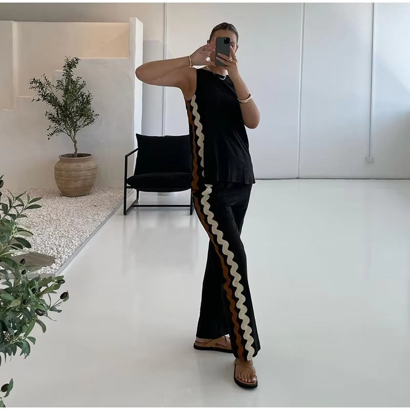 Zavando-Tanktop mit Weitbeiniger Relaxhose Set