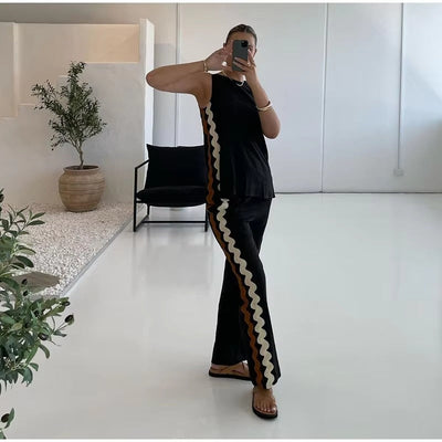 Zavando-Tanktop mit Weitbeiniger Relaxhose Set