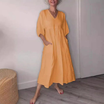 Damen Freizeitkleid Mit V Ausschnitt | Midi