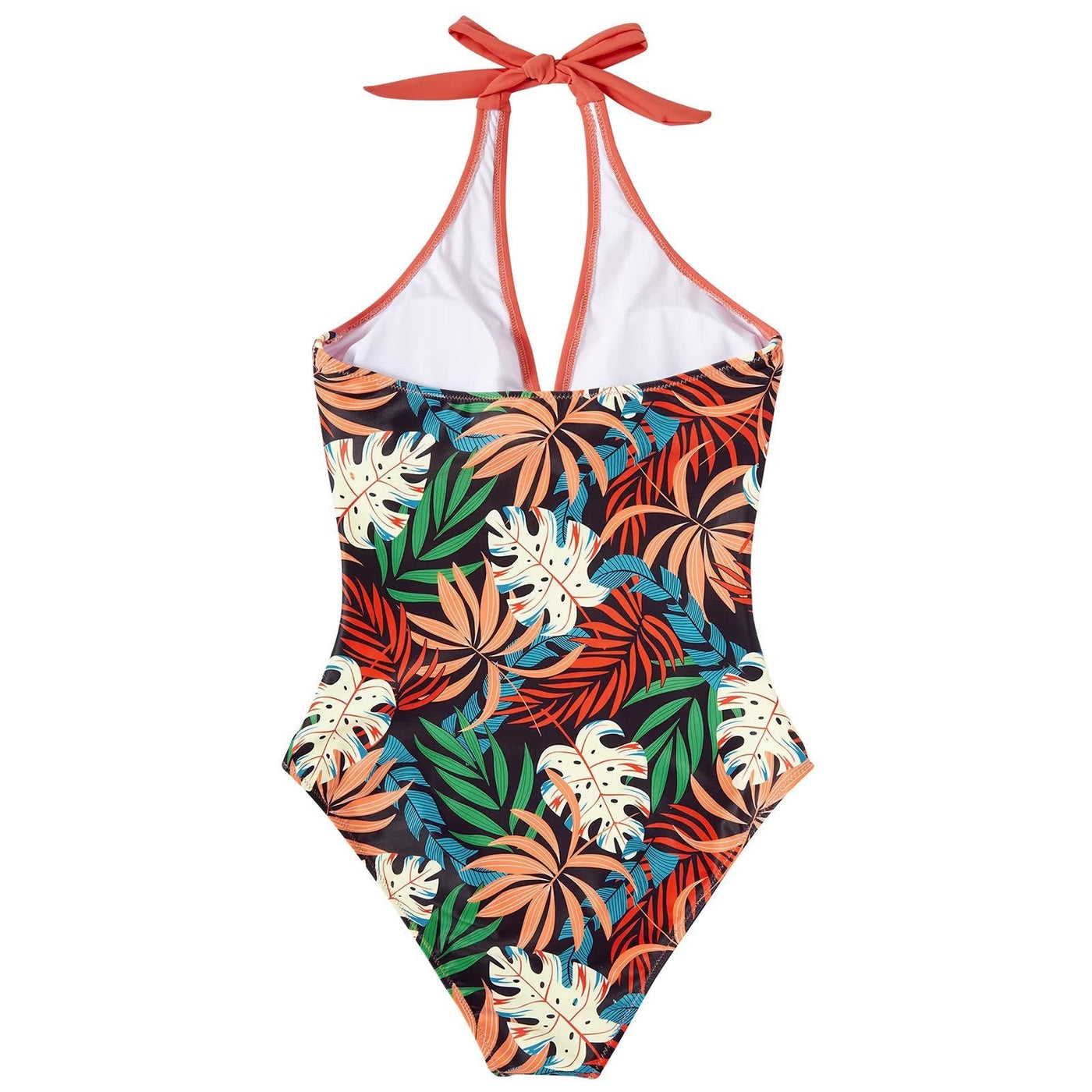 Damen Einteiler Badeanzug mit Halterneck und Crossover-Design