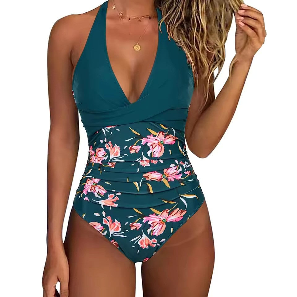 Blau mit Blumen