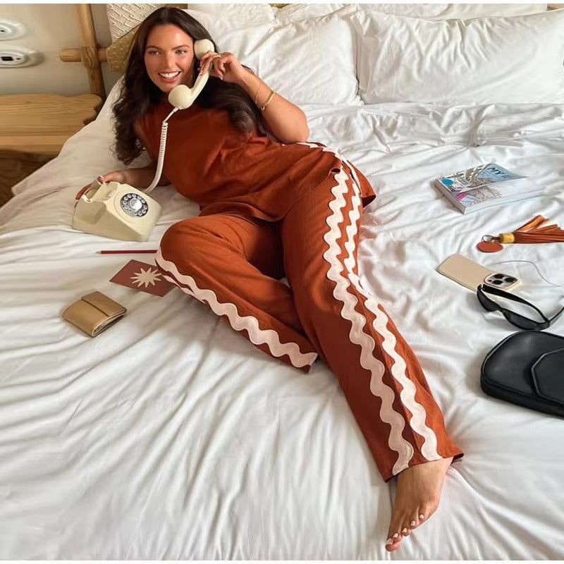 Zavando-Tanktop mit Weitbeiniger Relaxhose Set