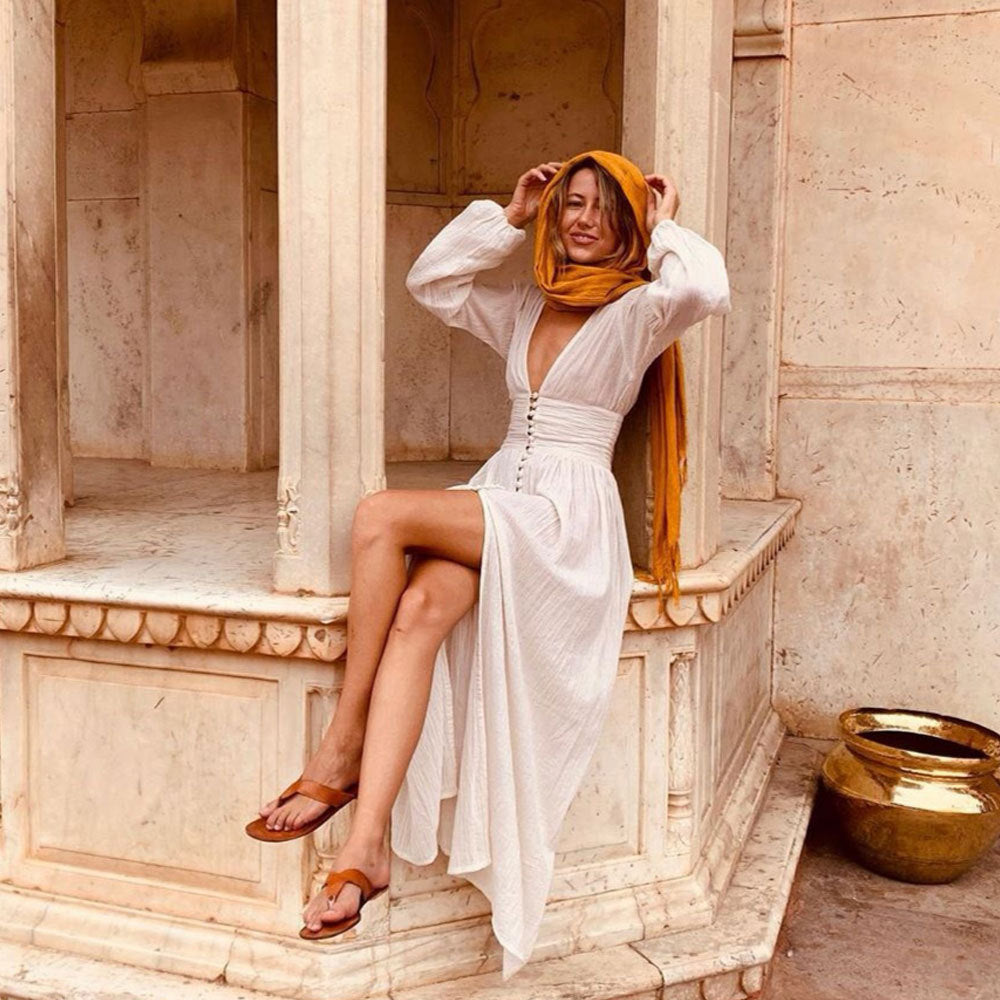 Lockeres Sommerkleid Mit V Ausschnitt Für Damen | Maxi