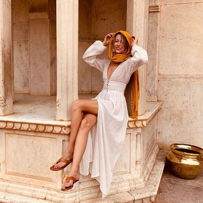 Lockeres Sommerkleid Mit V Ausschnitt Für Damen | Maxi