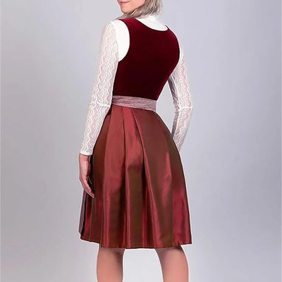 Trachtenkleid Mit Langen Spitzenärmeln Für Damen | Midi
