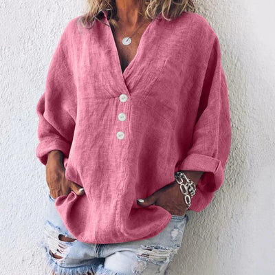 Zavando – Lockere Bluse aus Baumwollleinen