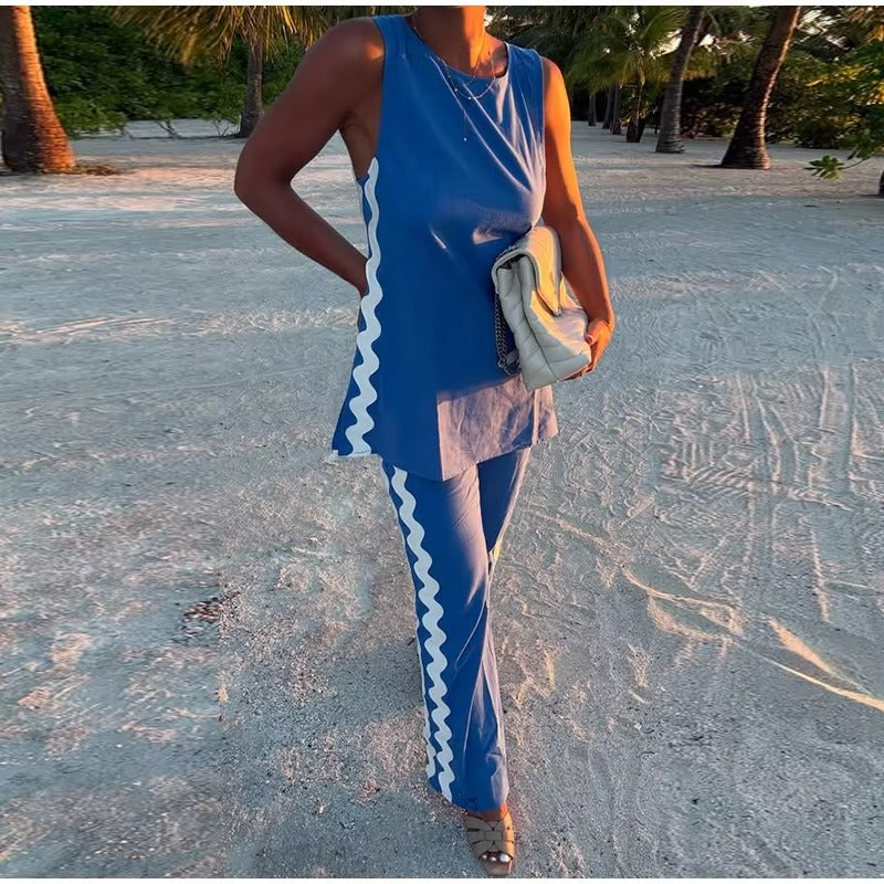 Zavando-Tanktop mit Weitbeiniger Relaxhose Set
