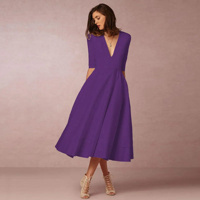 Damen Midikleid für den Sommer mit tiefem V-Ausschnitt