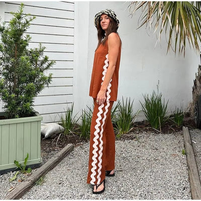 Zavando-Tanktop mit Weitbeiniger Relaxhose Set