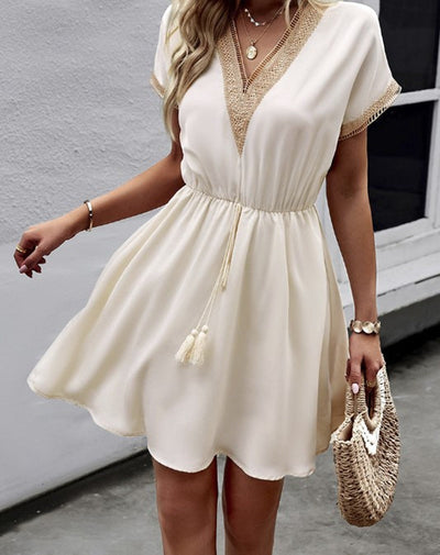 Zavando - Damenkleid mit V-Ausschnitt