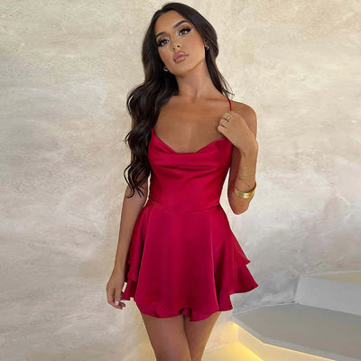Zavando – Seidiges Satin-Minikleid