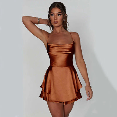 Zavando – Seidiges Satin-Minikleid