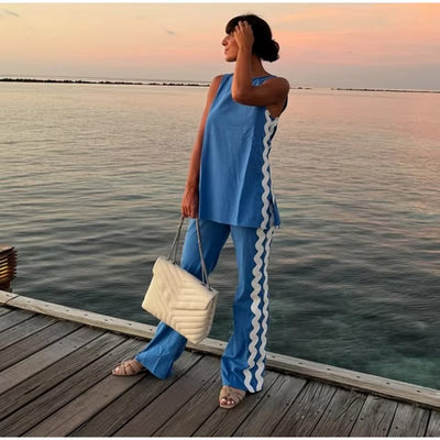 Zavando-Tanktop mit Weitbeiniger Relaxhose Set