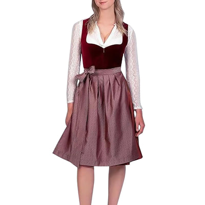 Trachtenkleid Mit Langen Spitzenärmeln Für Damen | Midi