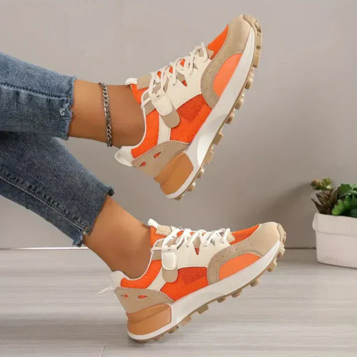 Damen Sneakers mit Schnürverschluss und Color-Block-Design