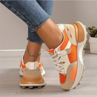 Damen Sneakers mit Schnürverschluss und Color-Block-Design