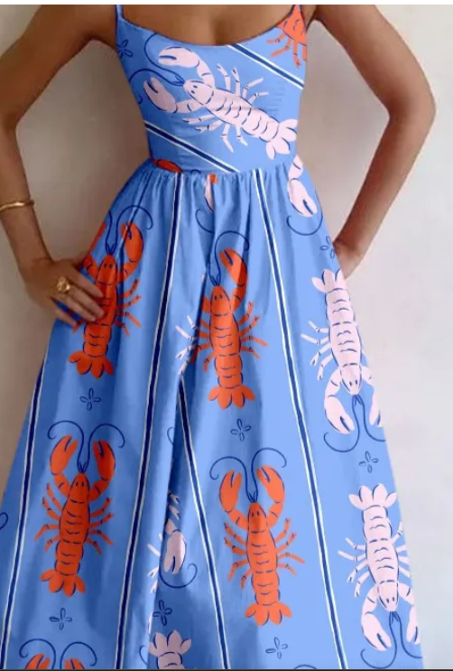 Zavando-Print Trägerkleid – Midilänge