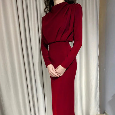 Langärmliges Elegantes Damenkleid | Maxi