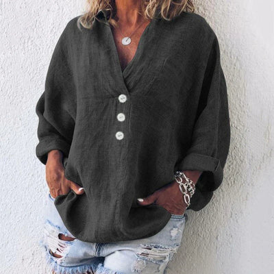Zavando – Lockere Bluse aus Baumwollleinen