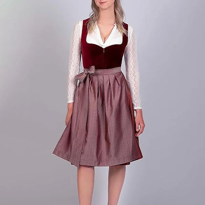 Trachtenkleid Mit Langen Spitzenärmeln Für Damen | Midi