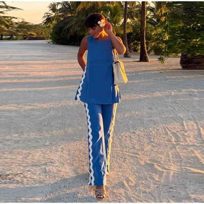 Zavando-Tanktop mit Weitbeiniger Relaxhose Set