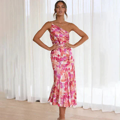 Zavando – Stilvolles One-Shoulder-Kleid mit Blumenmuster