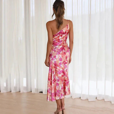 Zavando – Stilvolles One-Shoulder-Kleid mit Blumenmuster