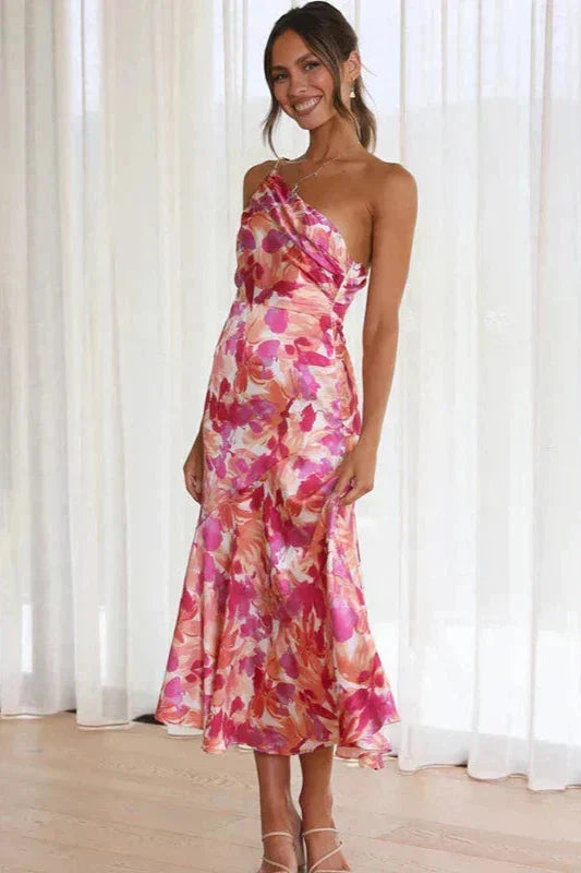 Zavando – Stilvolles One-Shoulder-Kleid mit Blumenmuster