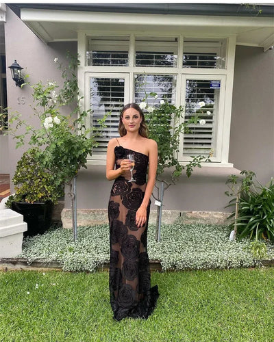 Zavando - Luxuriöses Schwarzes Kleid