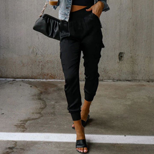 Zavando - Elegante Cargohose mit Satin-Schimmer