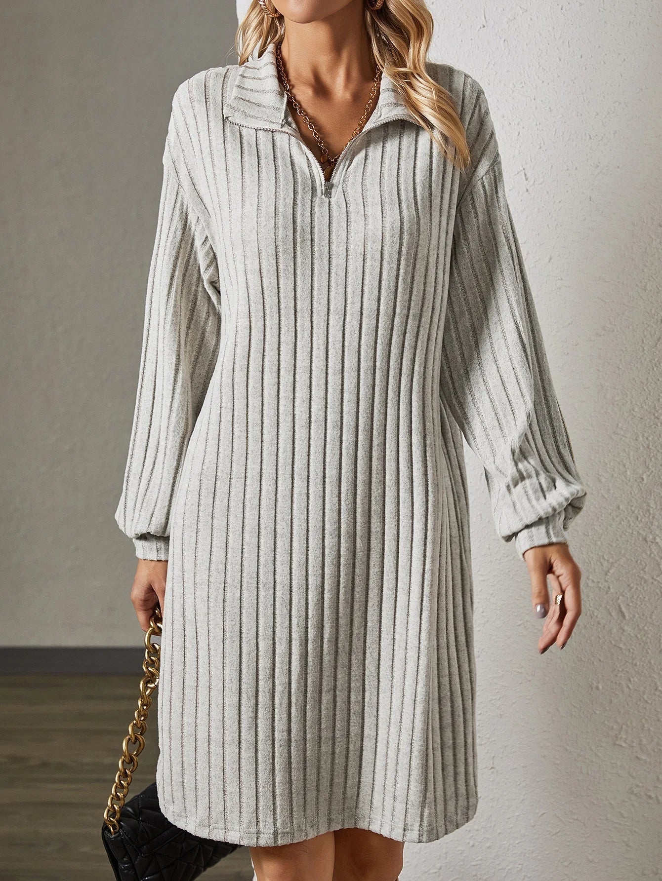 Zavando - Lockeres strickkleid mit langen armeln
