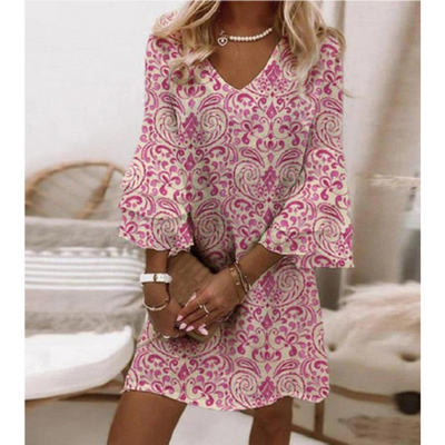 Bedrucktes Sommerkleid Mit V Ausschnitt Für Damen | Mini