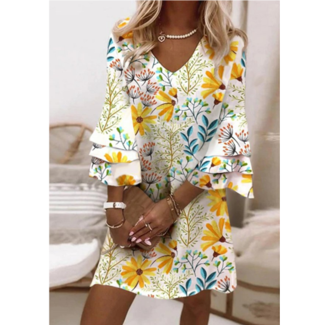 Bedrucktes Sommerkleid Mit V Ausschnitt Für Damen | Mini