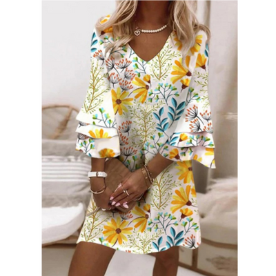 Bedrucktes Sommerkleid Mit V Ausschnitt Für Damen | Mini